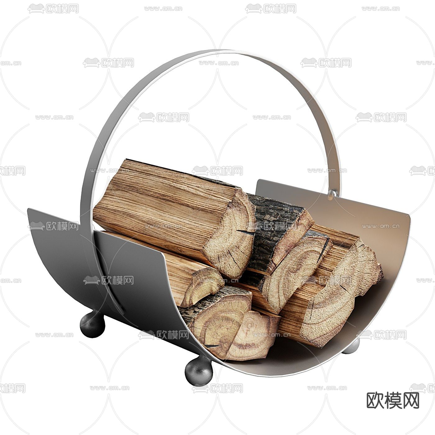 现代壁炉柴火摆件3d模型下载（渲染图1）