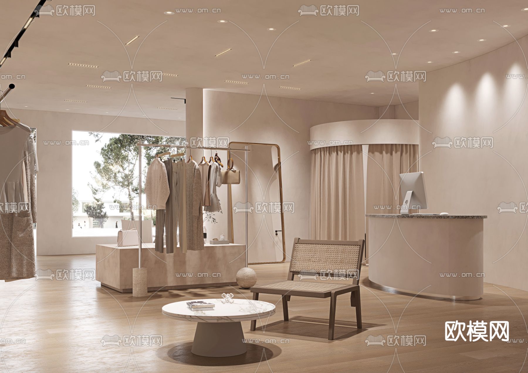 侘寂风服装店3d模型下载（渲染图3）
