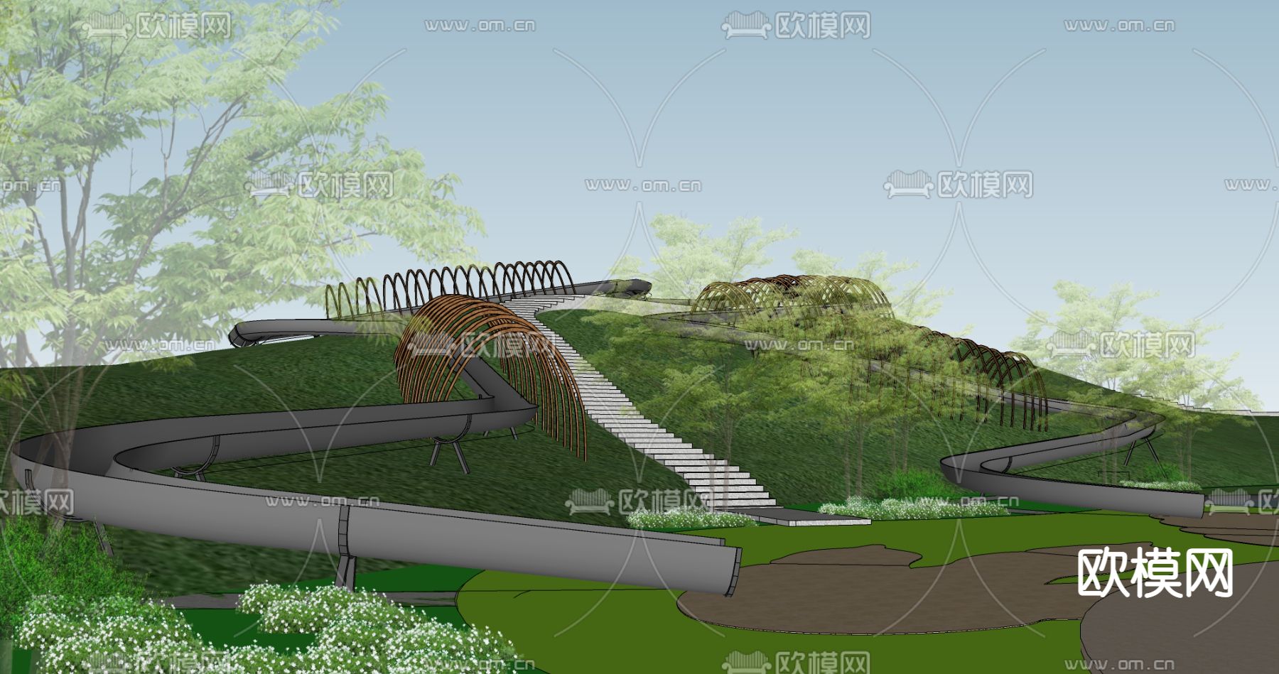 现代生态无动力游乐公园su模型下载（渲染图5）