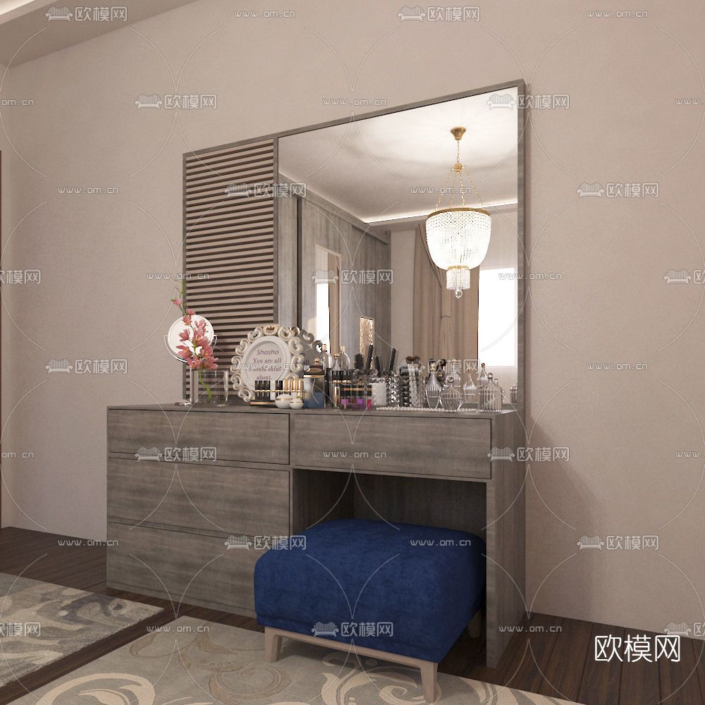现代梳妆柜免费3d模型下载