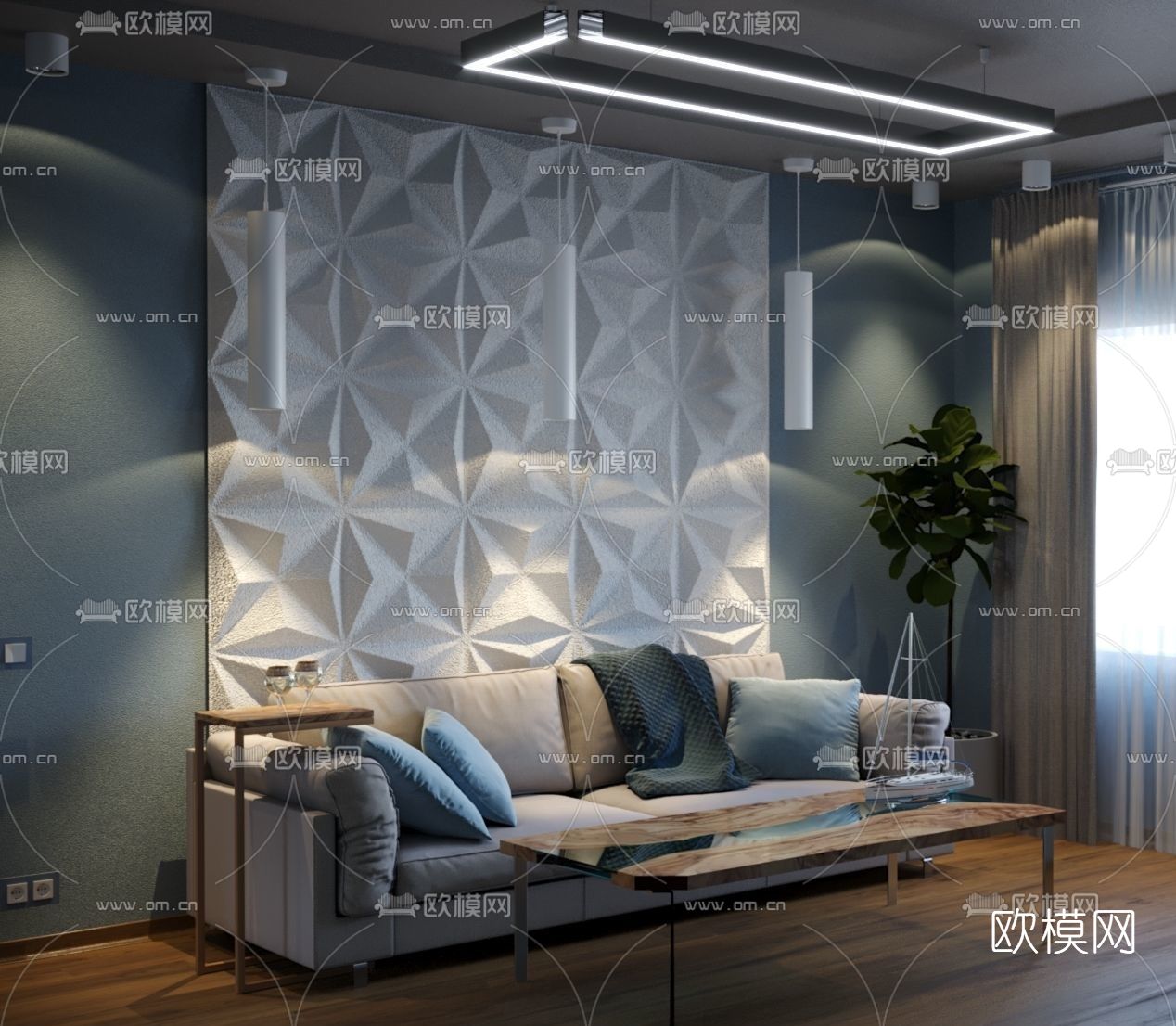 现代双人沙发免费3d模型下载