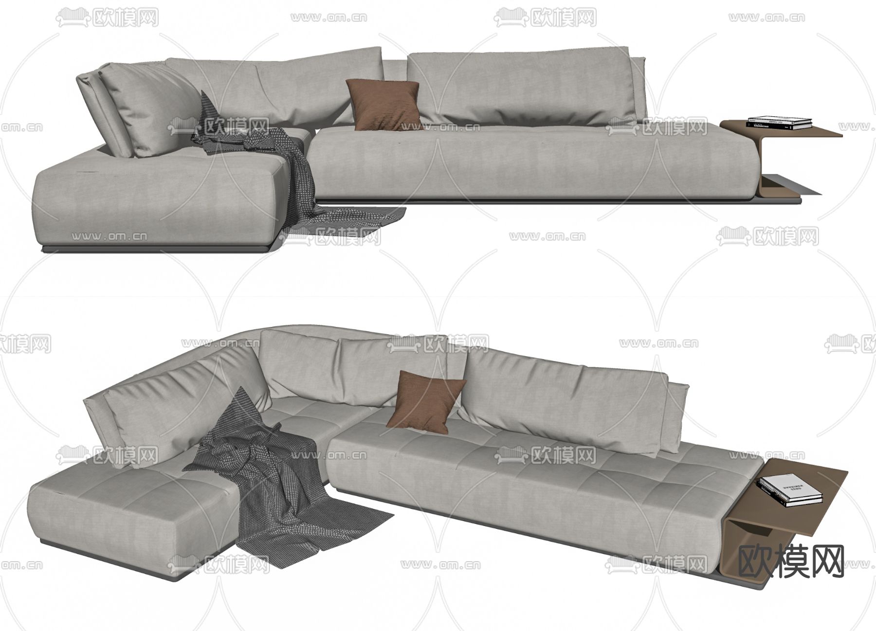 现代布艺转角沙发su模型下载（渲染图2）