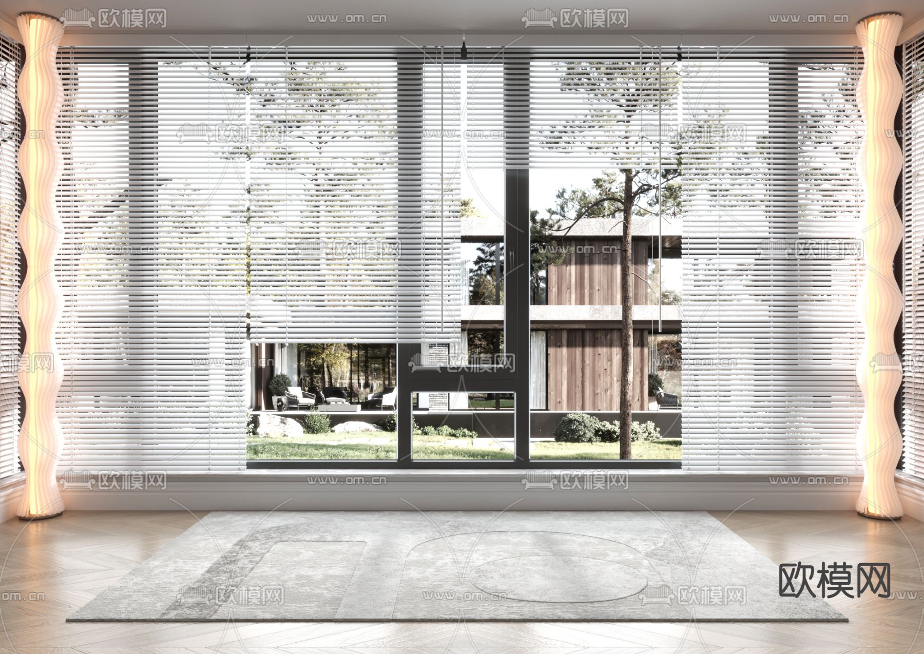 现代百叶帘窗帘3d模型下载_ID11847061_3dmax免费模型-欧模网