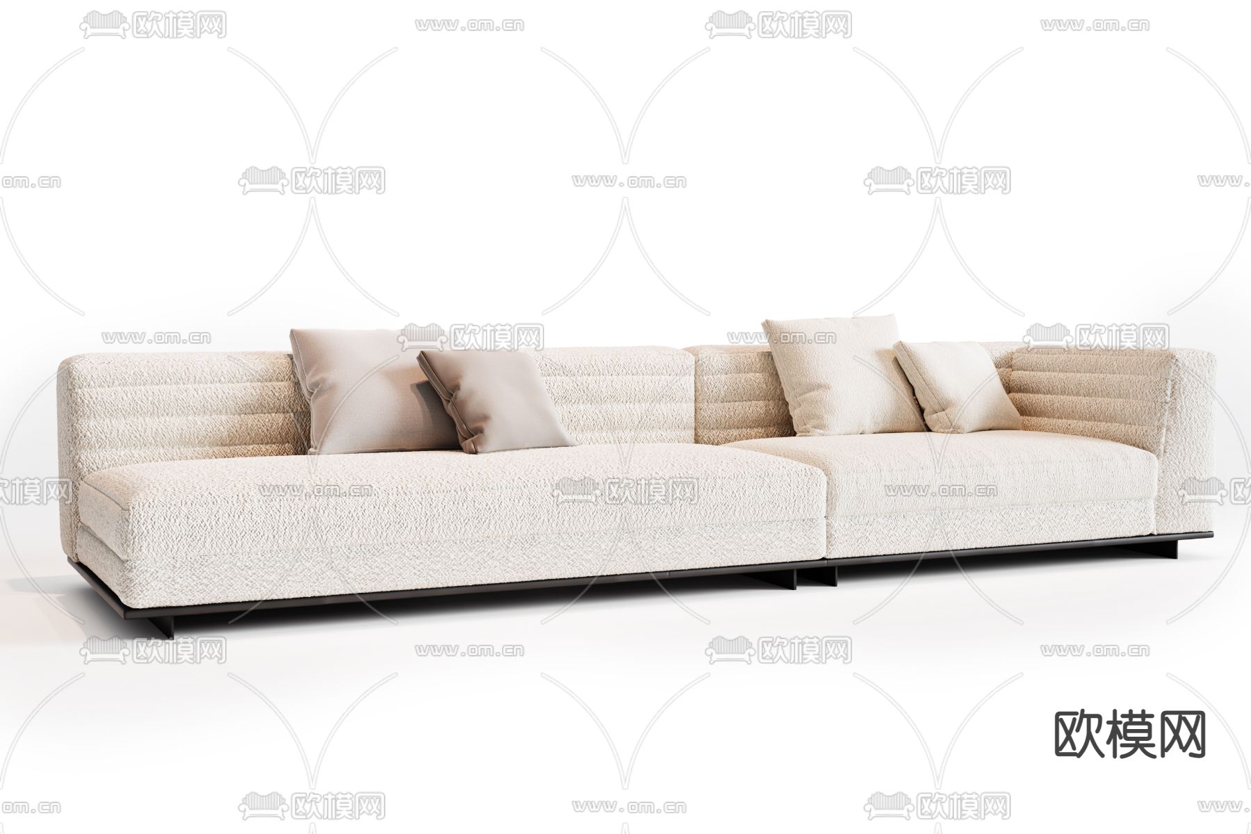 侘寂布艺多人沙发3d模型下载（渲染图2）