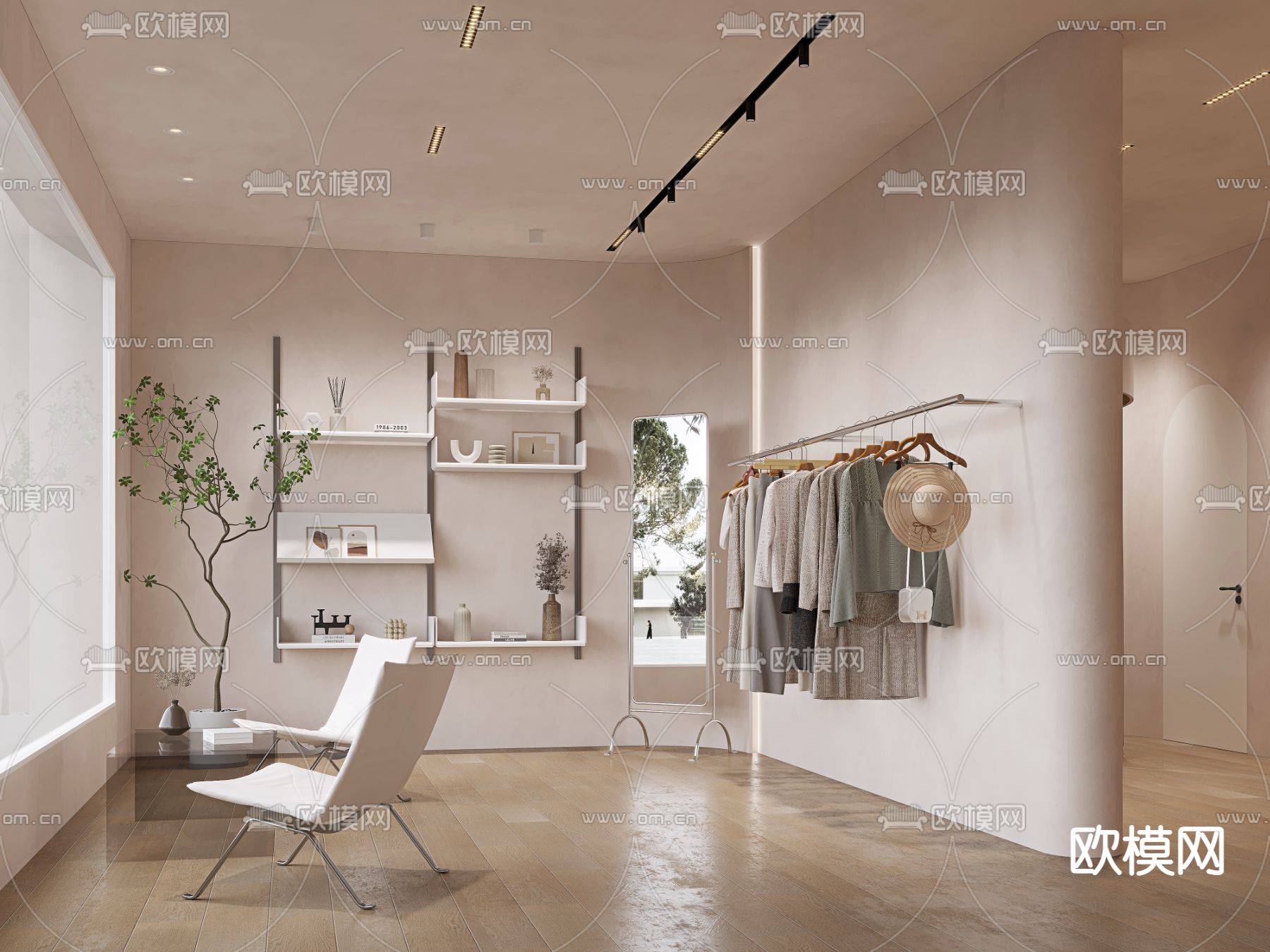 侘寂风服装店3d模型下载（渲染图2）