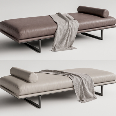 现代皮革床尾凳su模型 