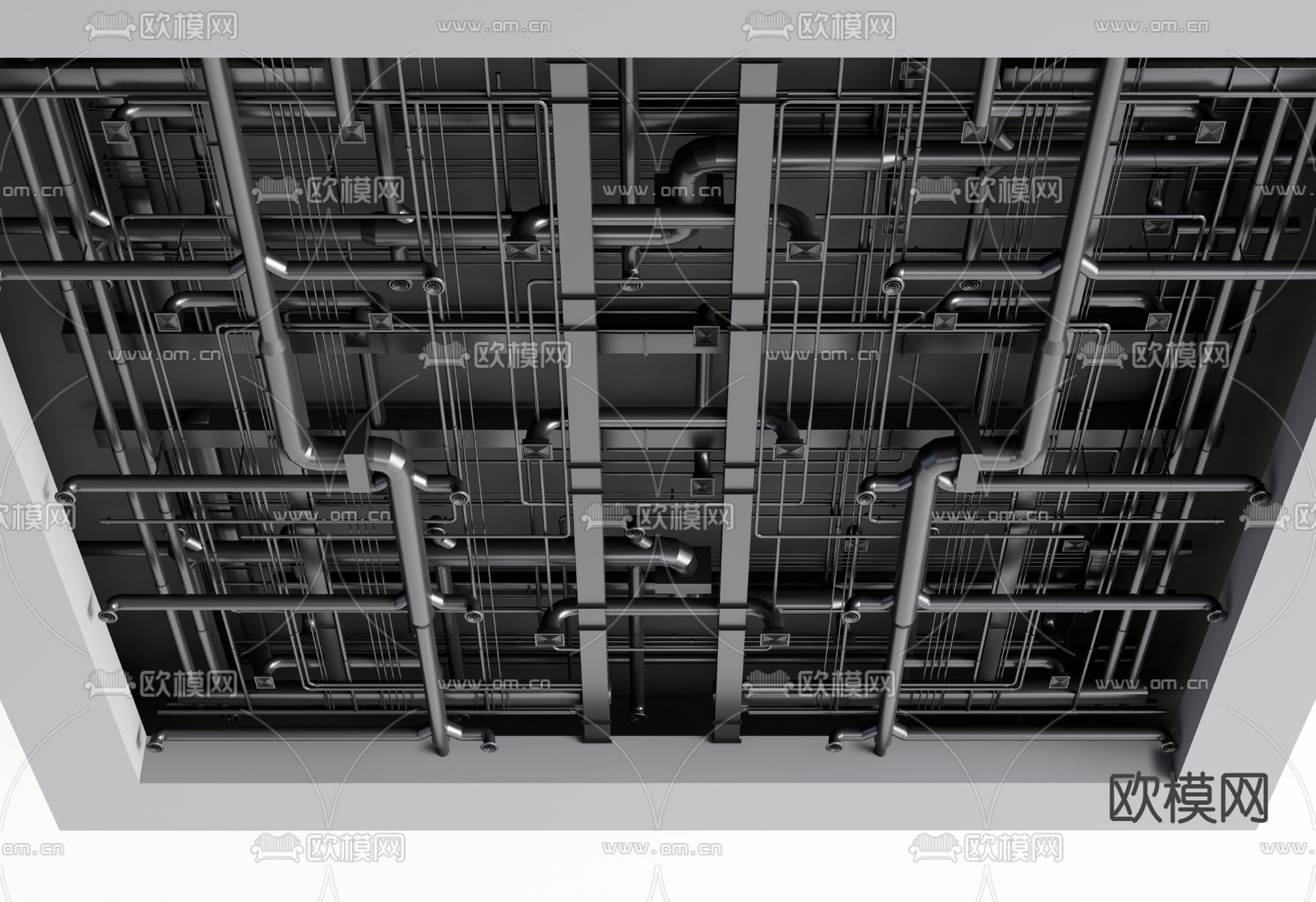 工业风吊顶su模型下载（渲染图1）