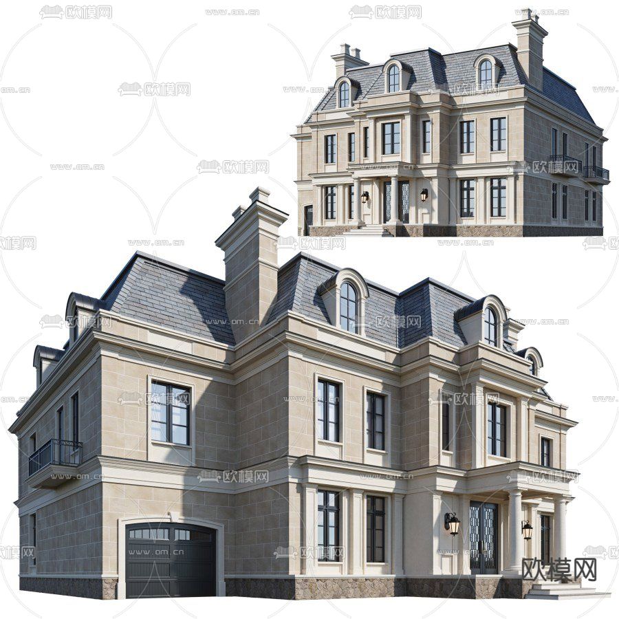 欧式别墅建筑构件3d模型下载