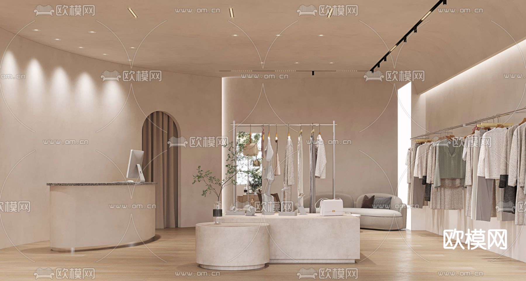 侘寂风服装店3d模型下载（渲染图1）