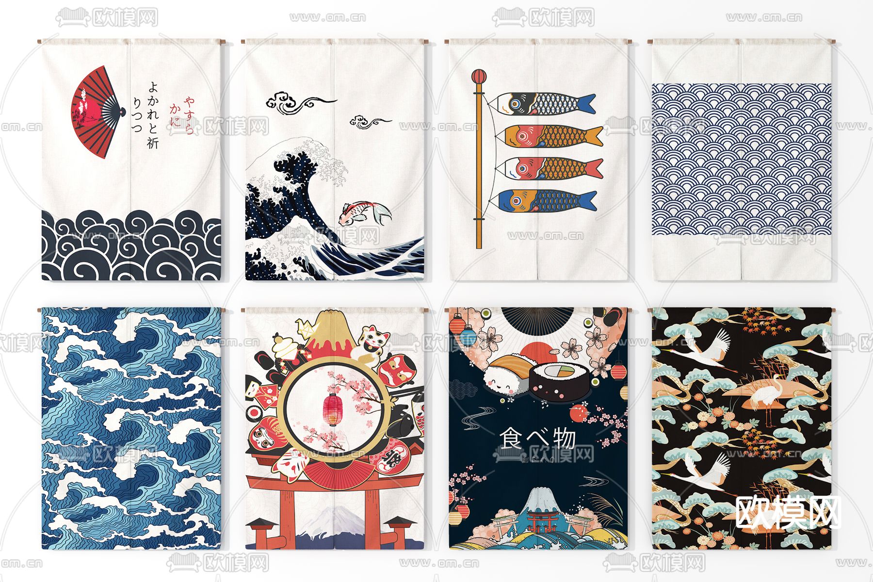 日式门帘挂帘3d模型下载