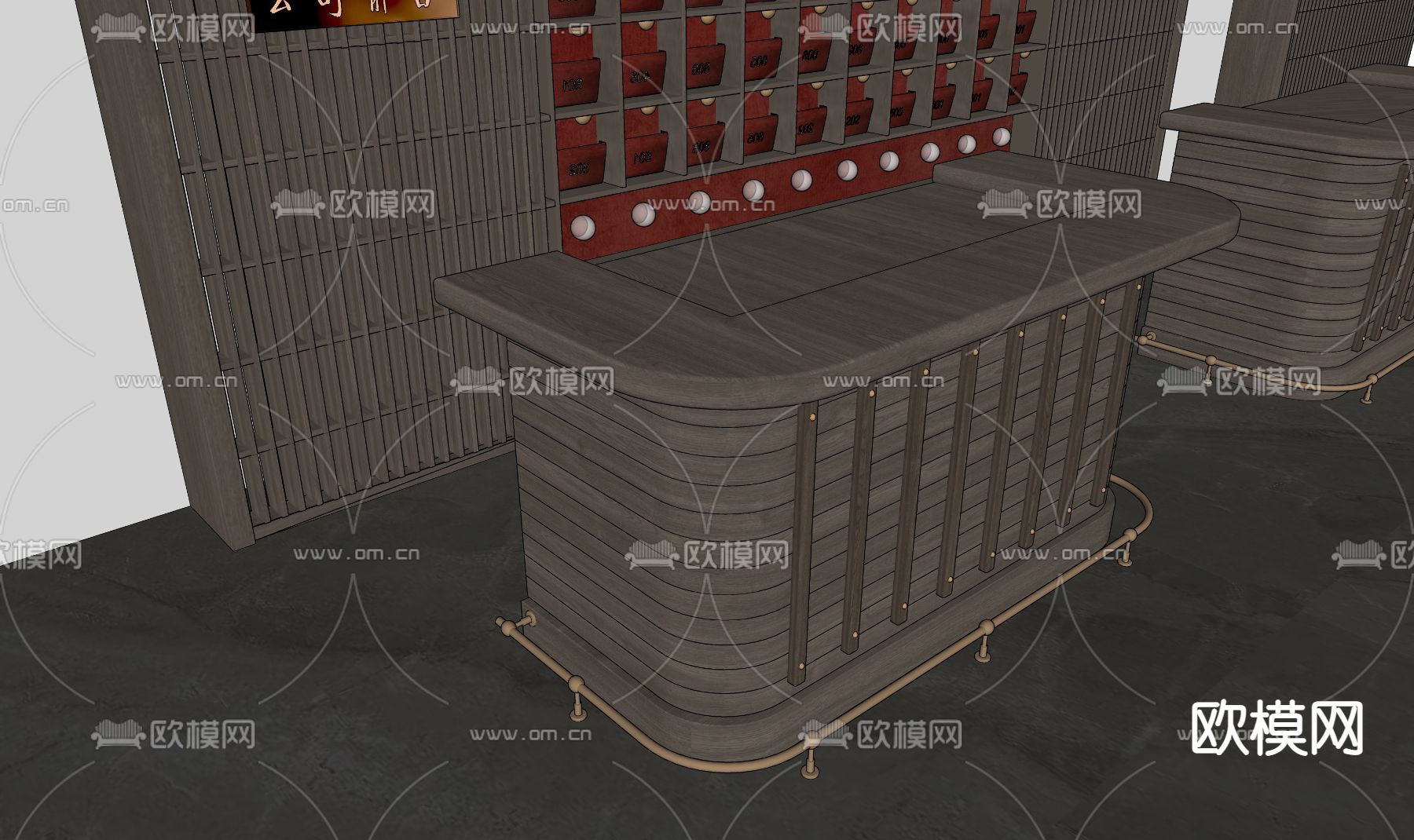 现代公司前台su模型下载（渲染图3）