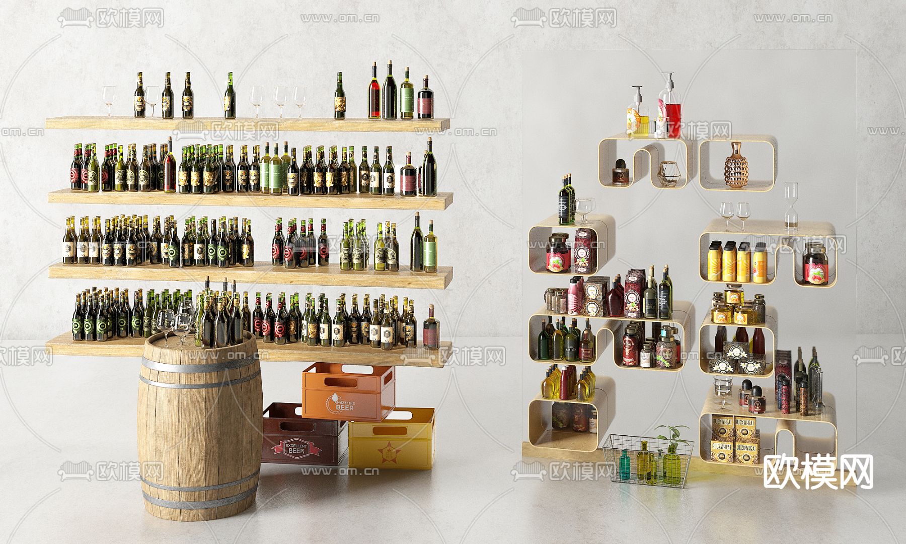 现代酒水饮料3d模型下载