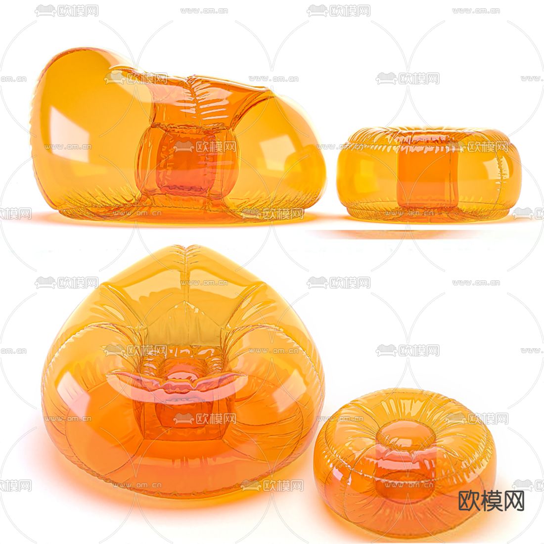 现代充气懒人沙发3d模型下载（渲染图1）