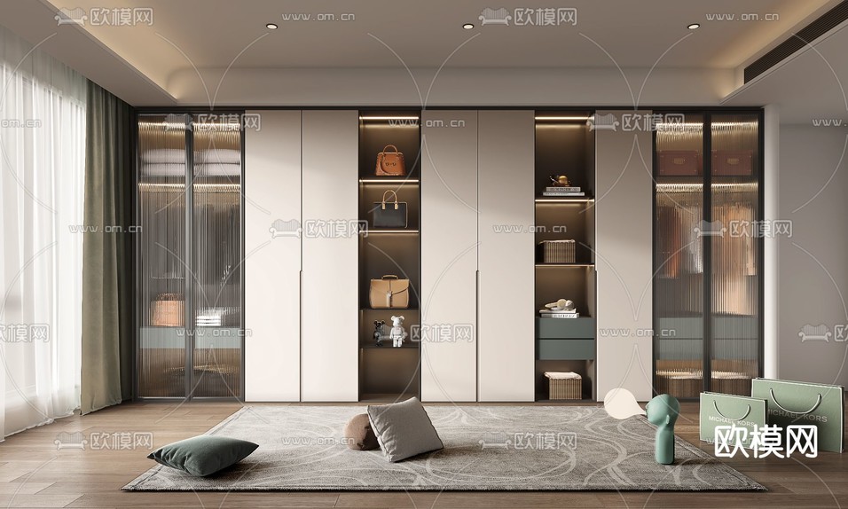 现代衣柜3d模型下载