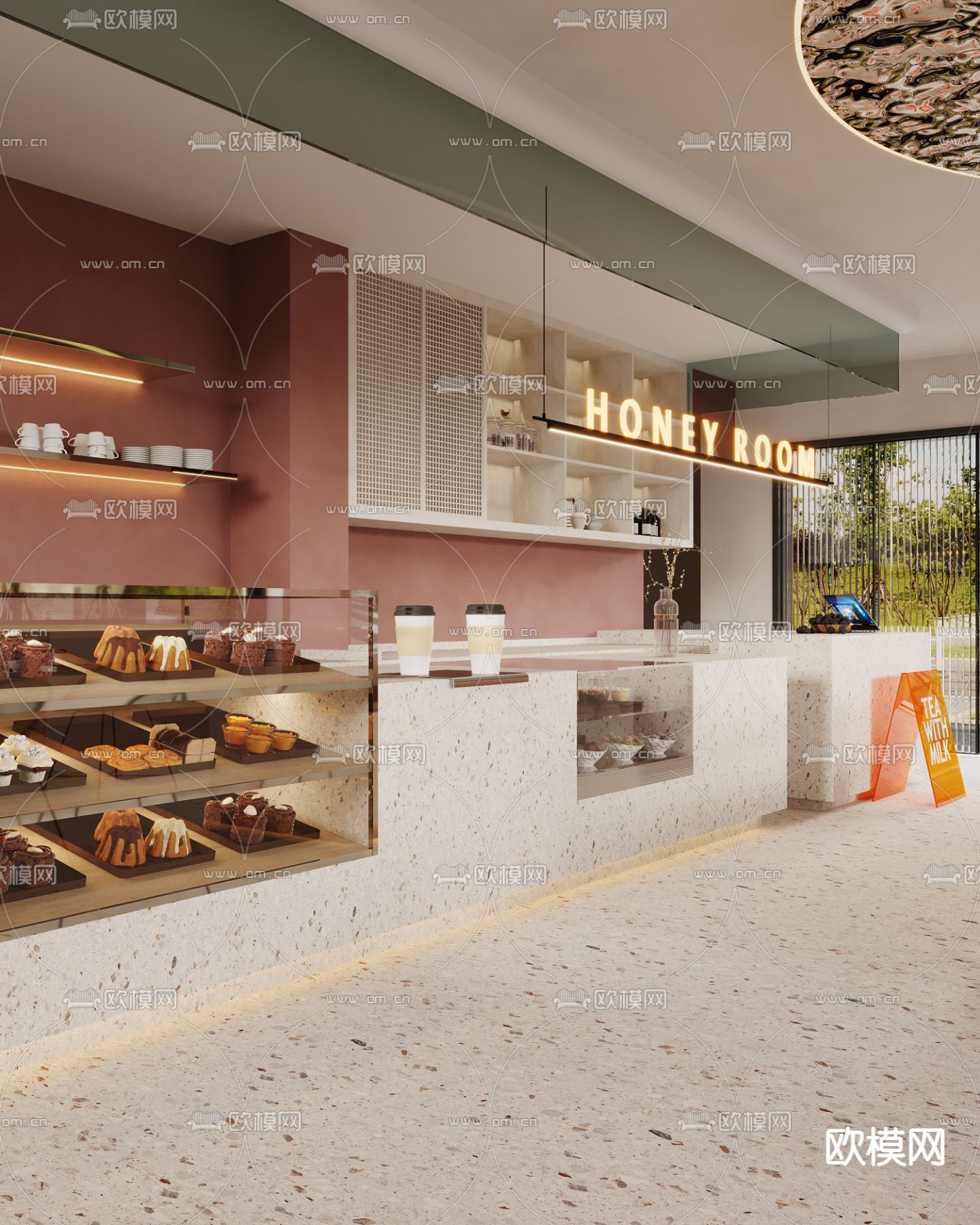 现代咖啡店3d模型下载（渲染图2）