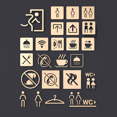  现代导视标牌卫生间标识su模型 