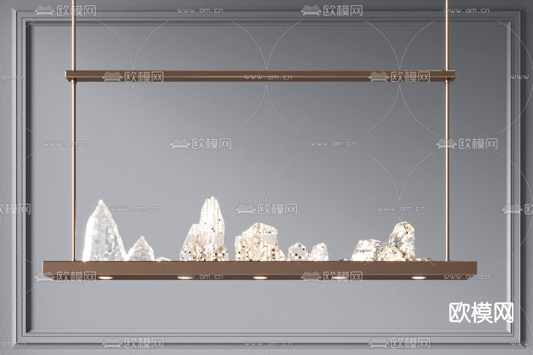 新中式水晶山脉吊灯3d模型下载