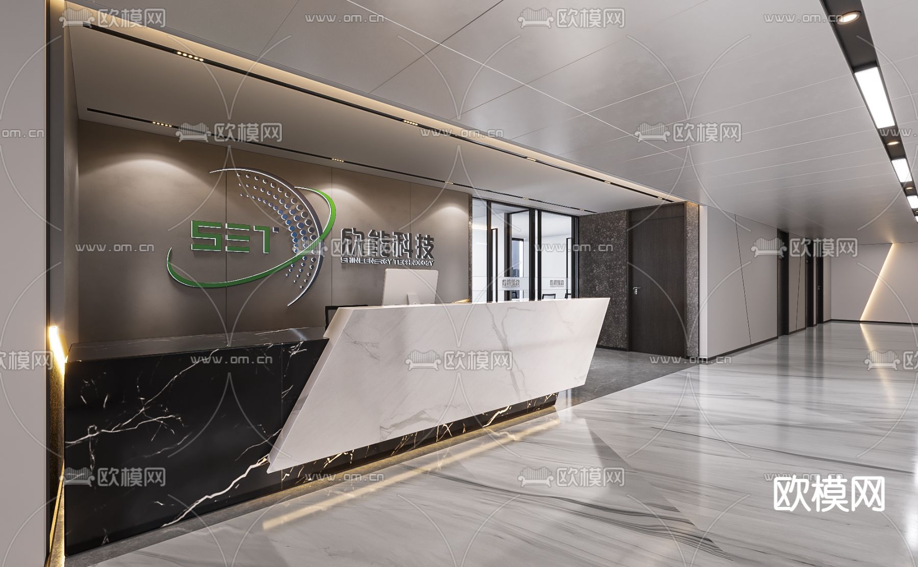 现代办公室前台3d模型下载（渲染图4）