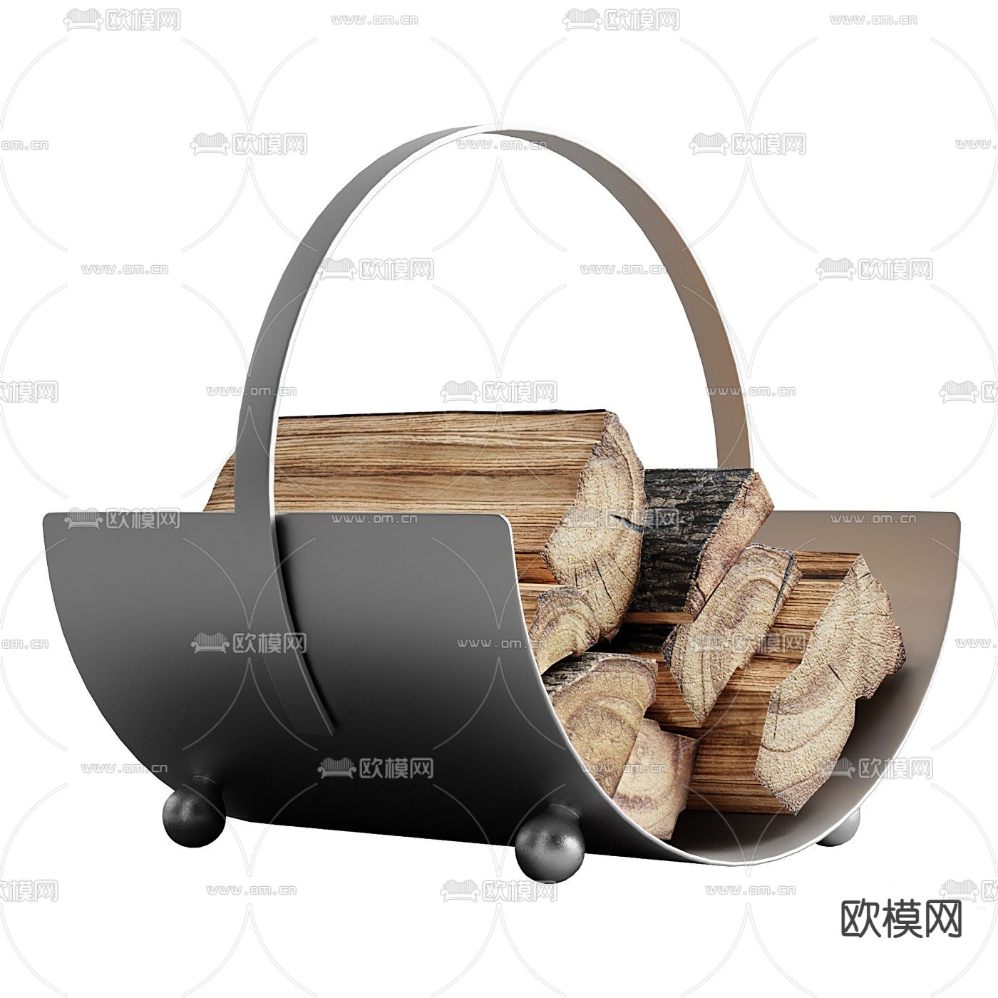 现代壁炉柴火摆件3d模型下载（渲染图2）