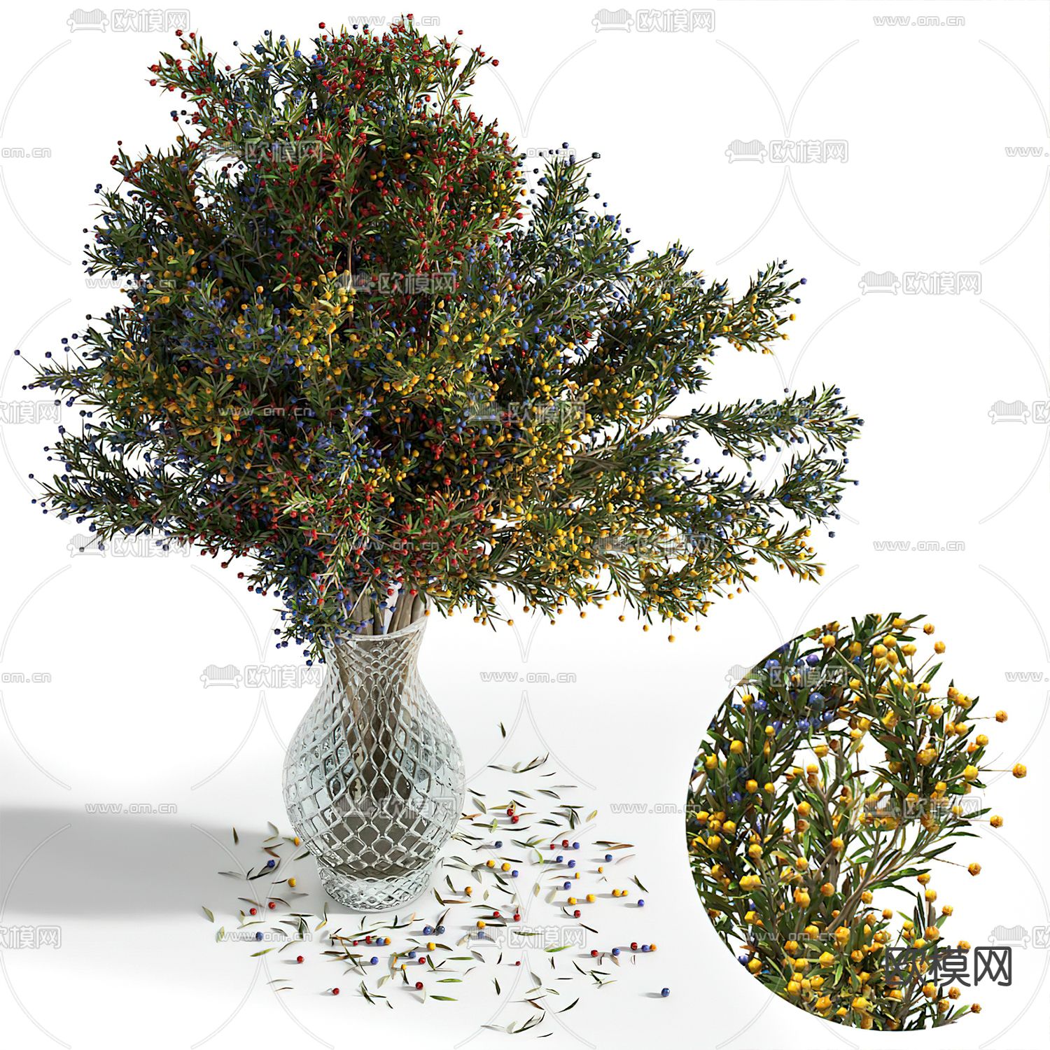 现代绿植花瓶3d模型下载（渲染图2）