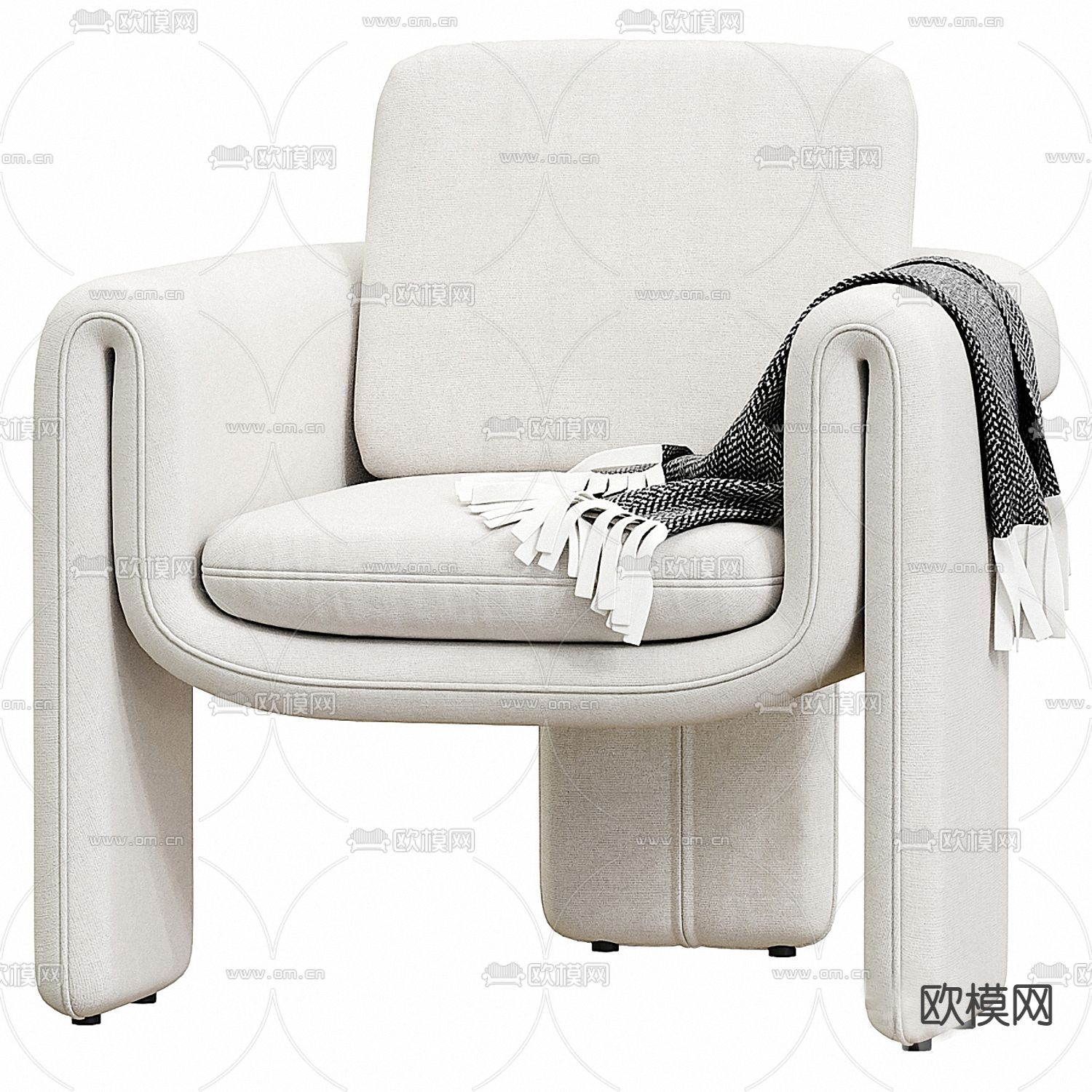 现代布艺休闲椅3d模型下载_ID11847819_3dmax免费模型-欧模网