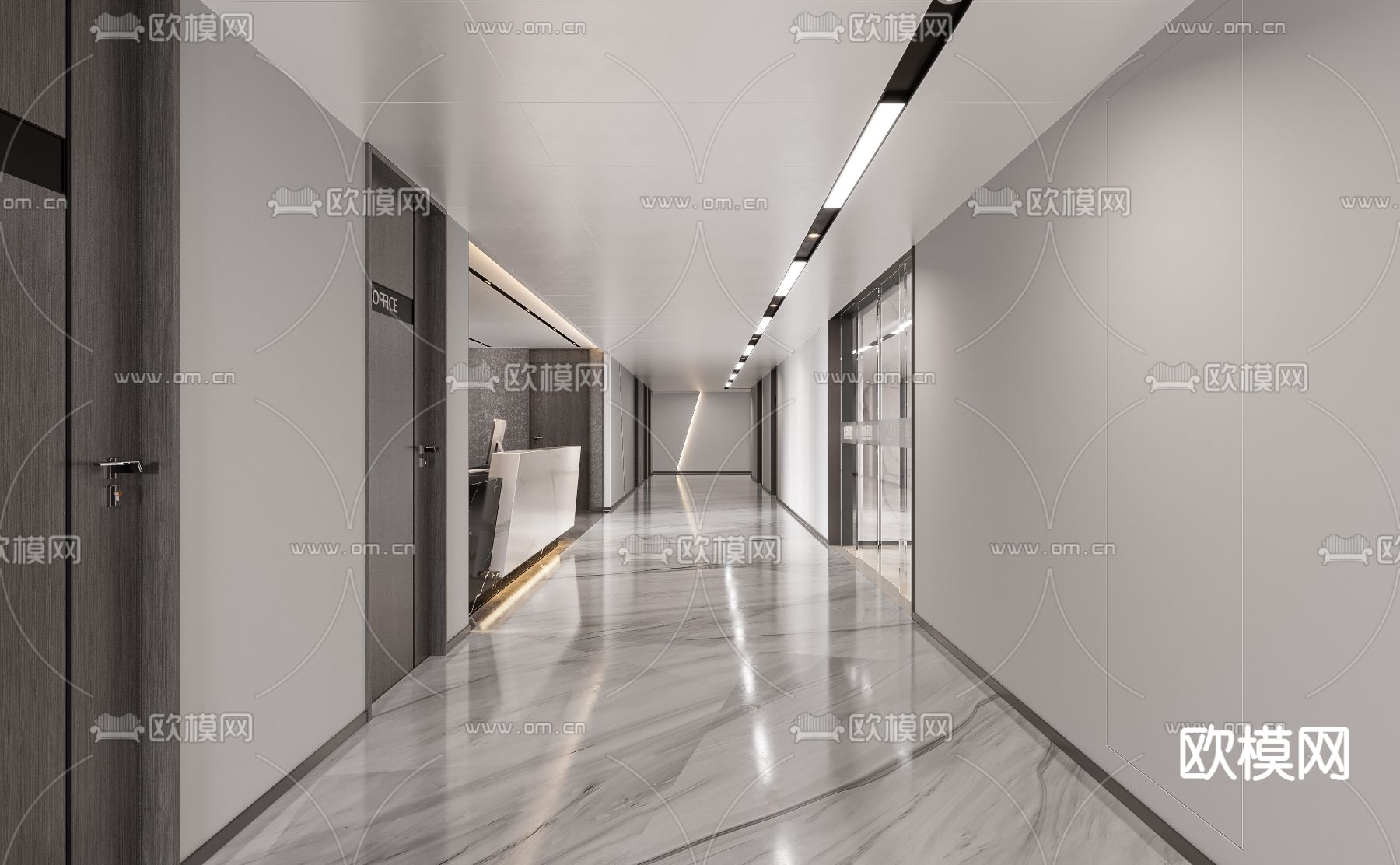 现代办公室前台3d模型下载（渲染图2）