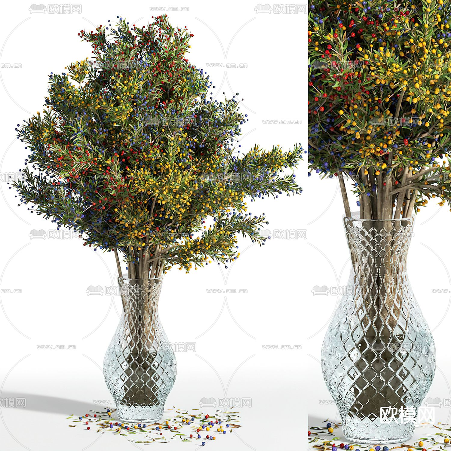 现代绿植花瓶3d模型下载（渲染图1）