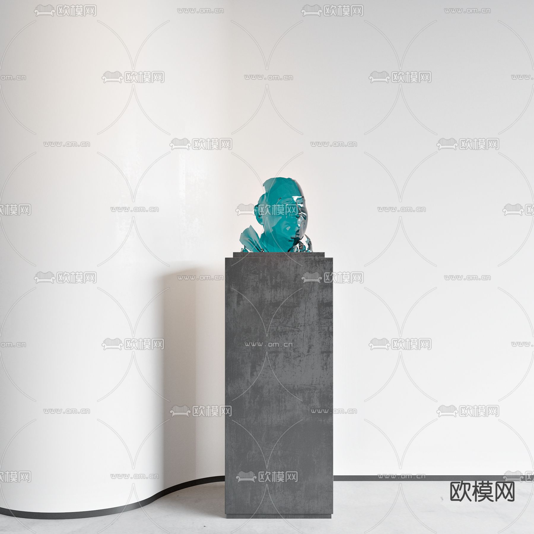 现代亚克力人物雕塑3d模型下载