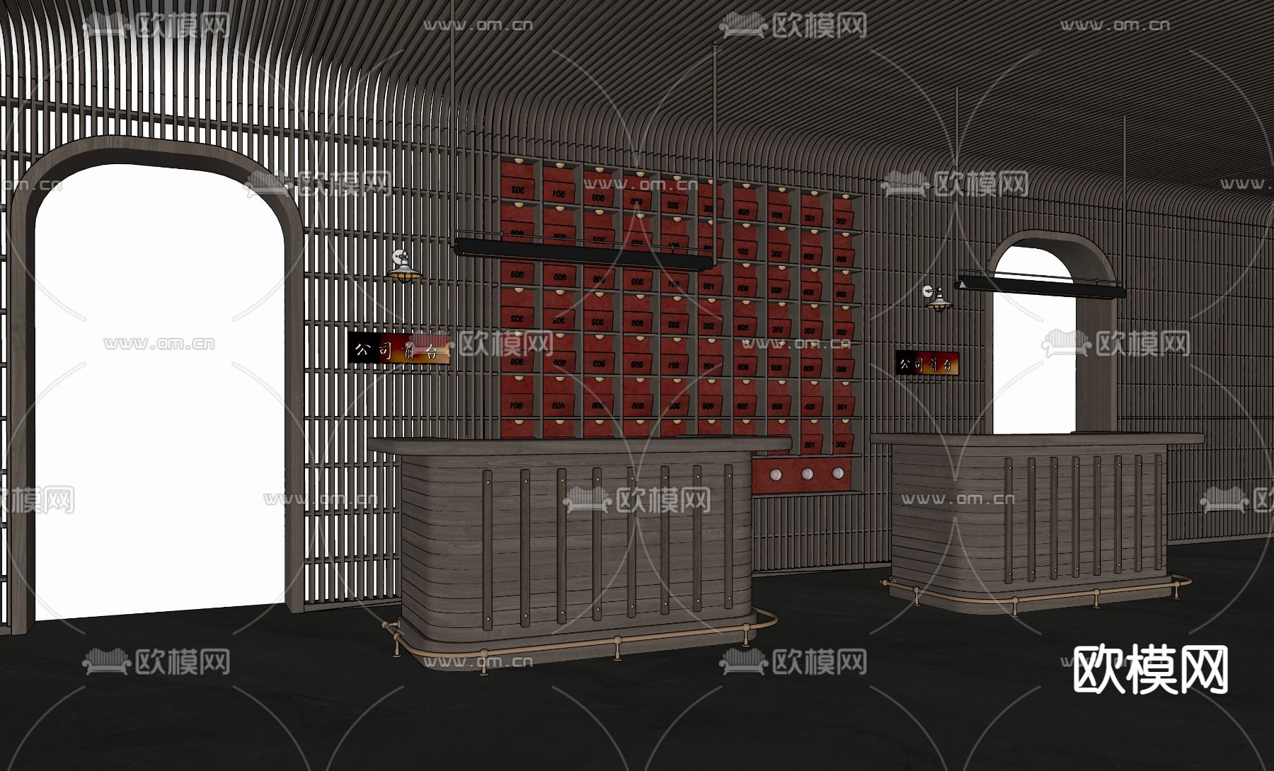 现代公司前台su模型下载（渲染图2）
