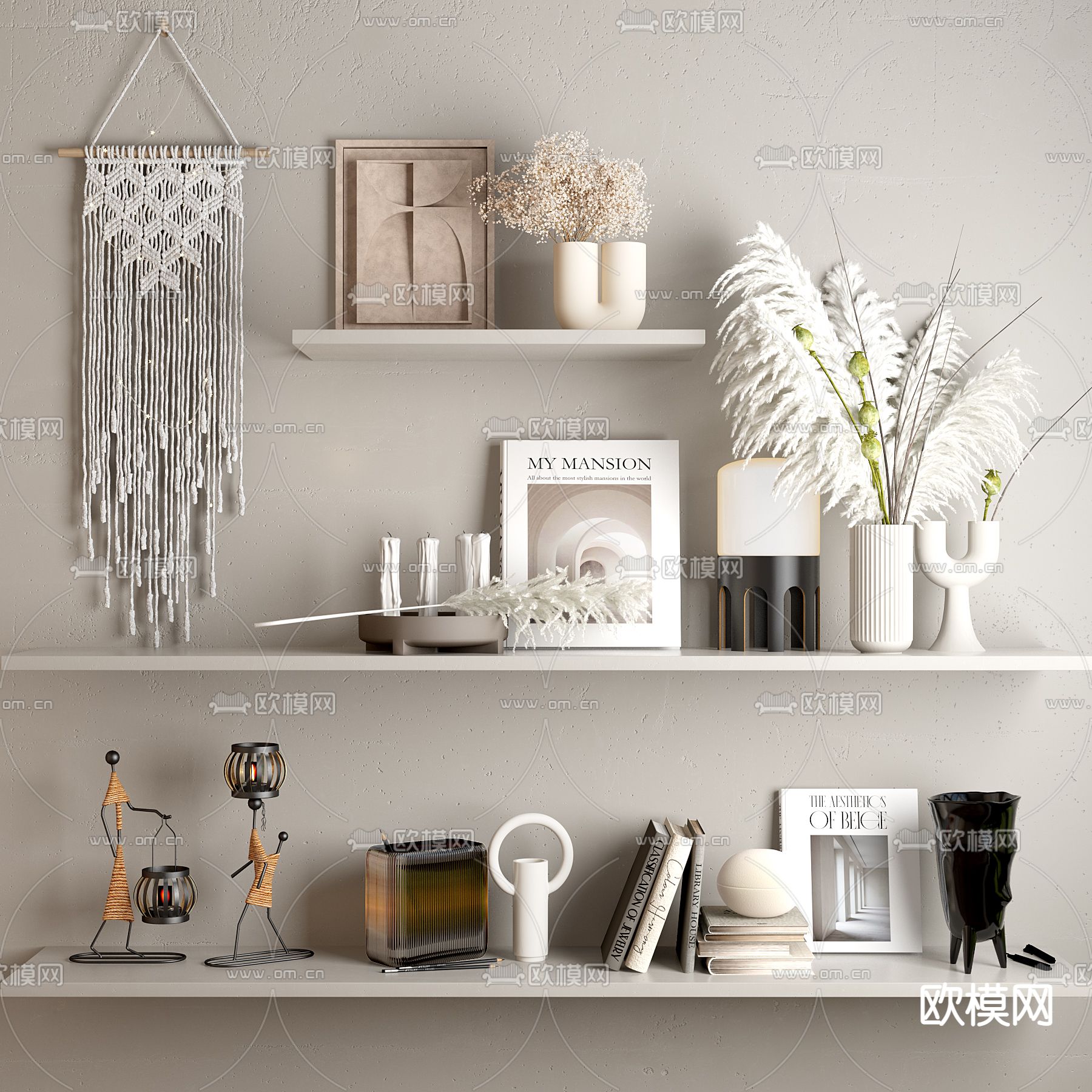 现代书籍雕塑装饰品摆件组合3d模型下载