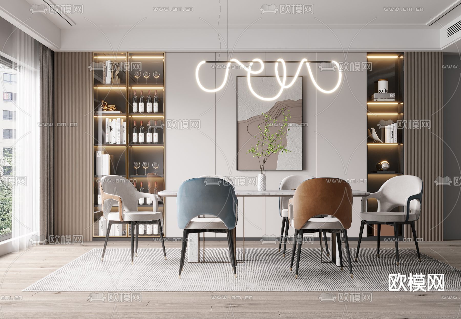 现代轻奢餐厅3d模型