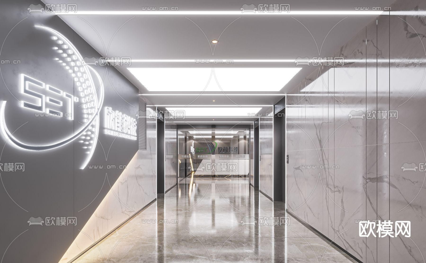 现代办公室前台3d模型下载（渲染图3）