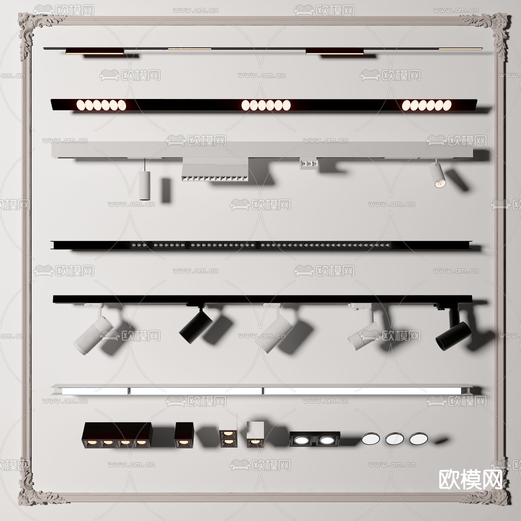 现代筒灯射灯3d模型下载