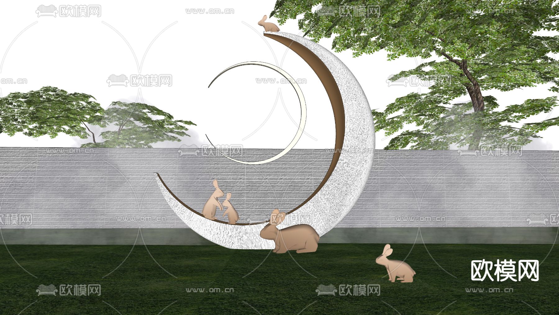 现代景观雕塑小品su模型下载（渲染图2）