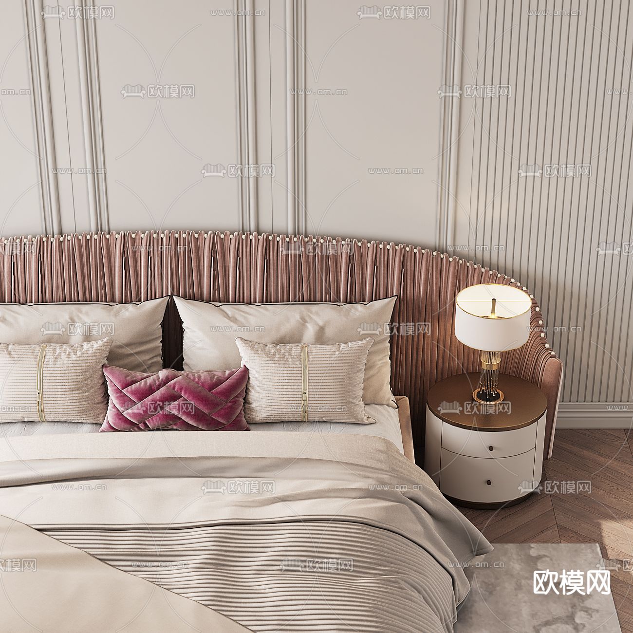 法式卧室主人房3d模型下载（渲染图2）