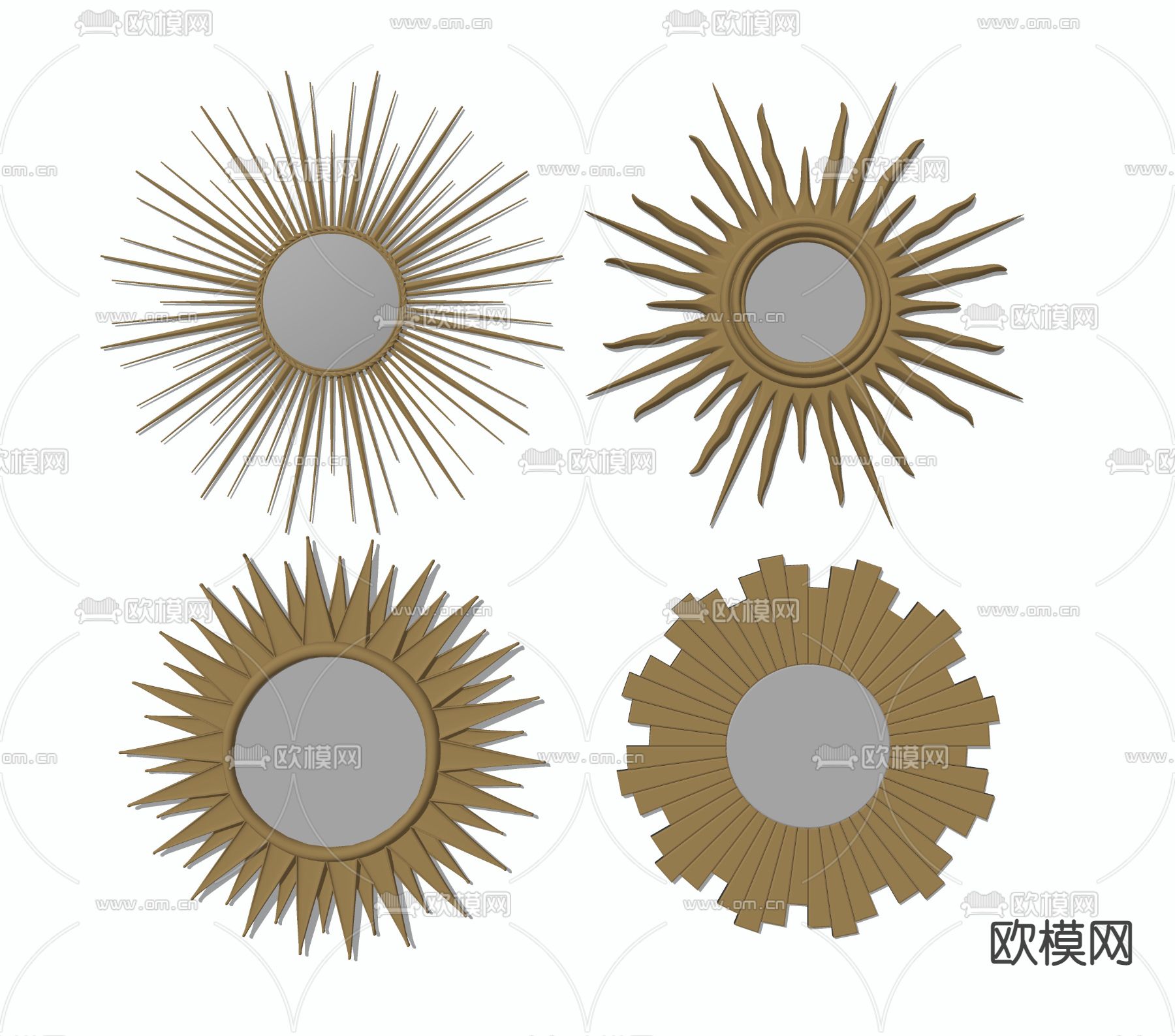 简欧镜子装饰镜su模型下载（渲染图1）