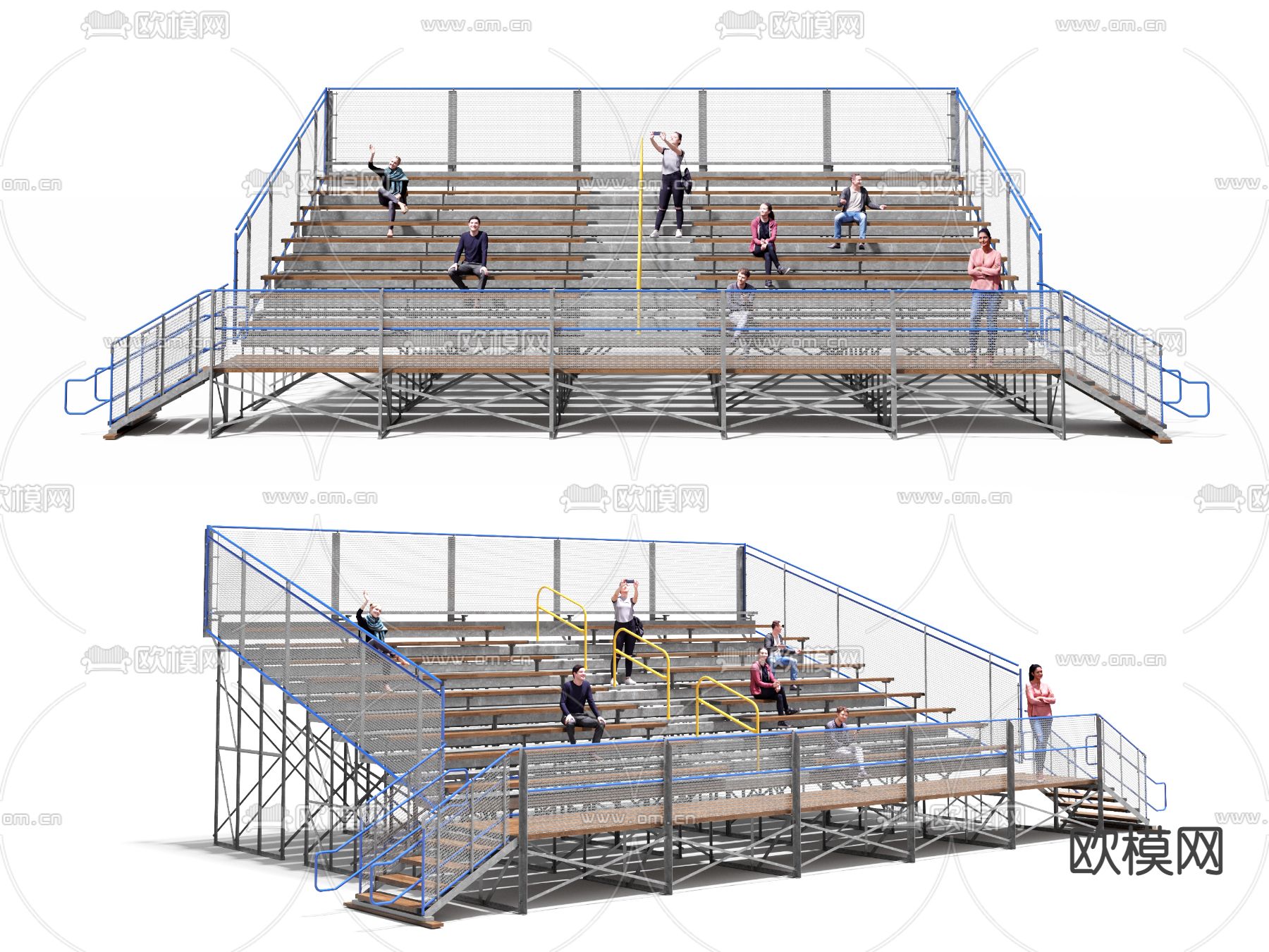 现代体育场看台座椅3d模型下载（渲染图1）