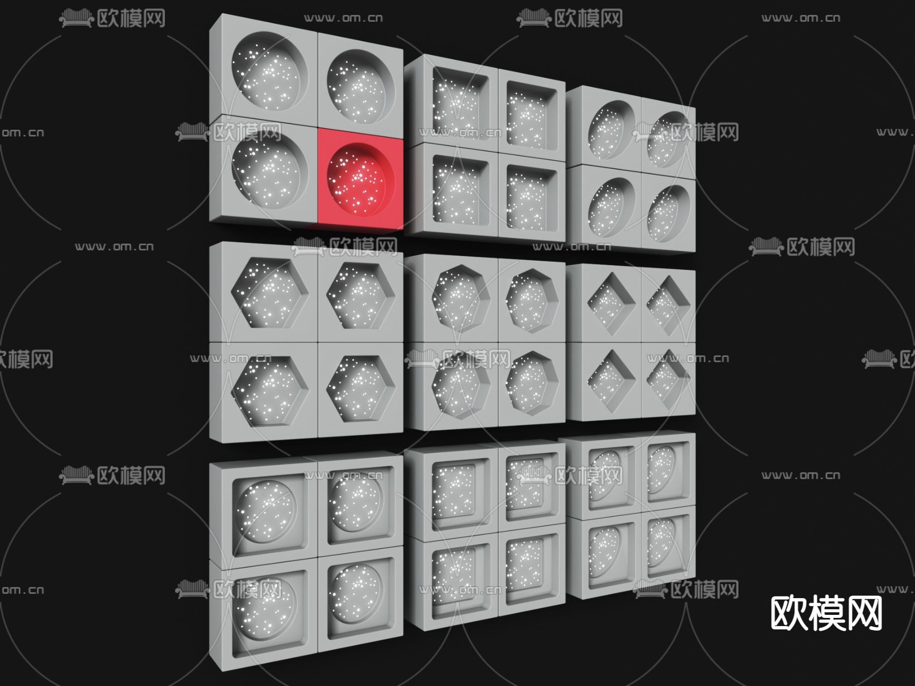 侘寂风水泥空心砖3d模型下载（渲染图3）