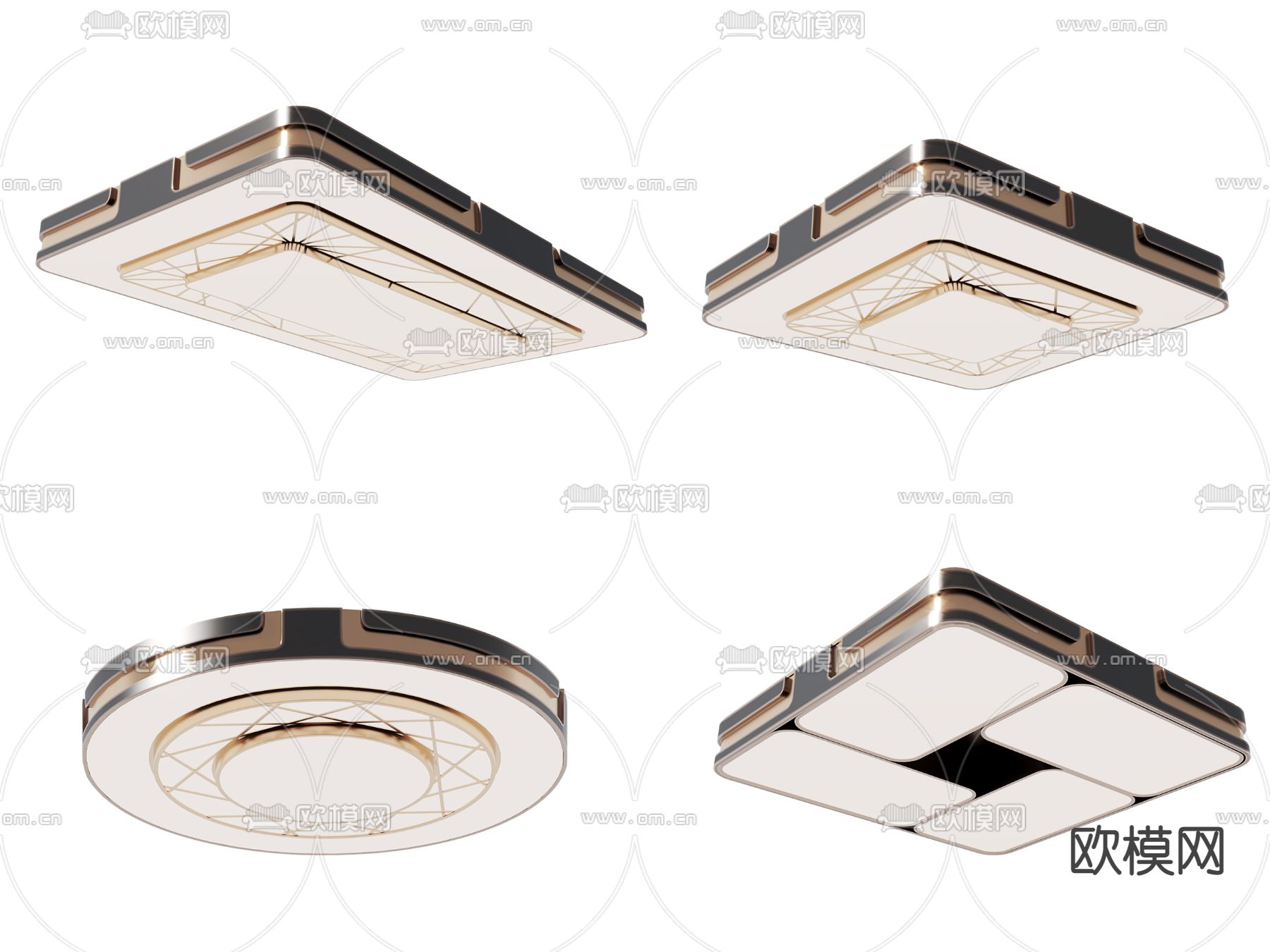 现代轻奢吸顶灯3d模型下载