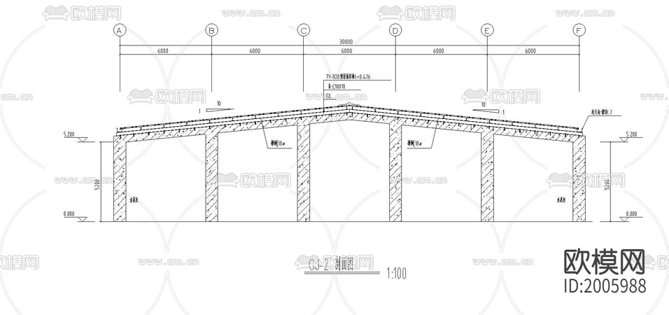 某公司108×30廠(chǎng)房工程CAD施工圖下載(渲染圖1)