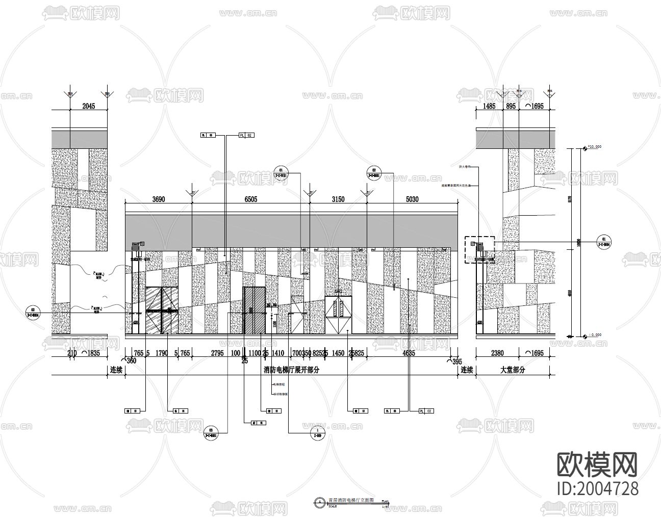 600㎡办公楼大堂cad施工图下载（渲染图6）