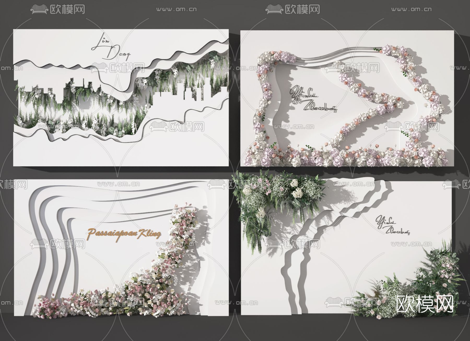 现代婚庆婚礼花艺美陈3d模型下载