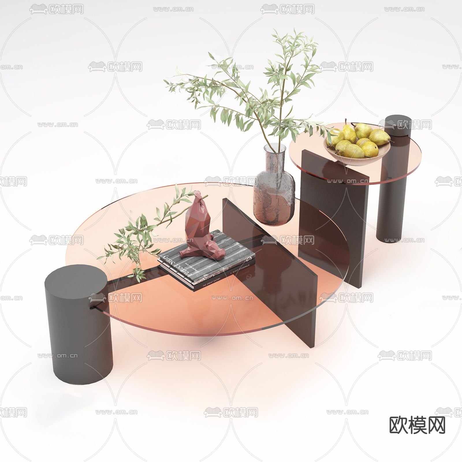 现代亚克力茶几su模型