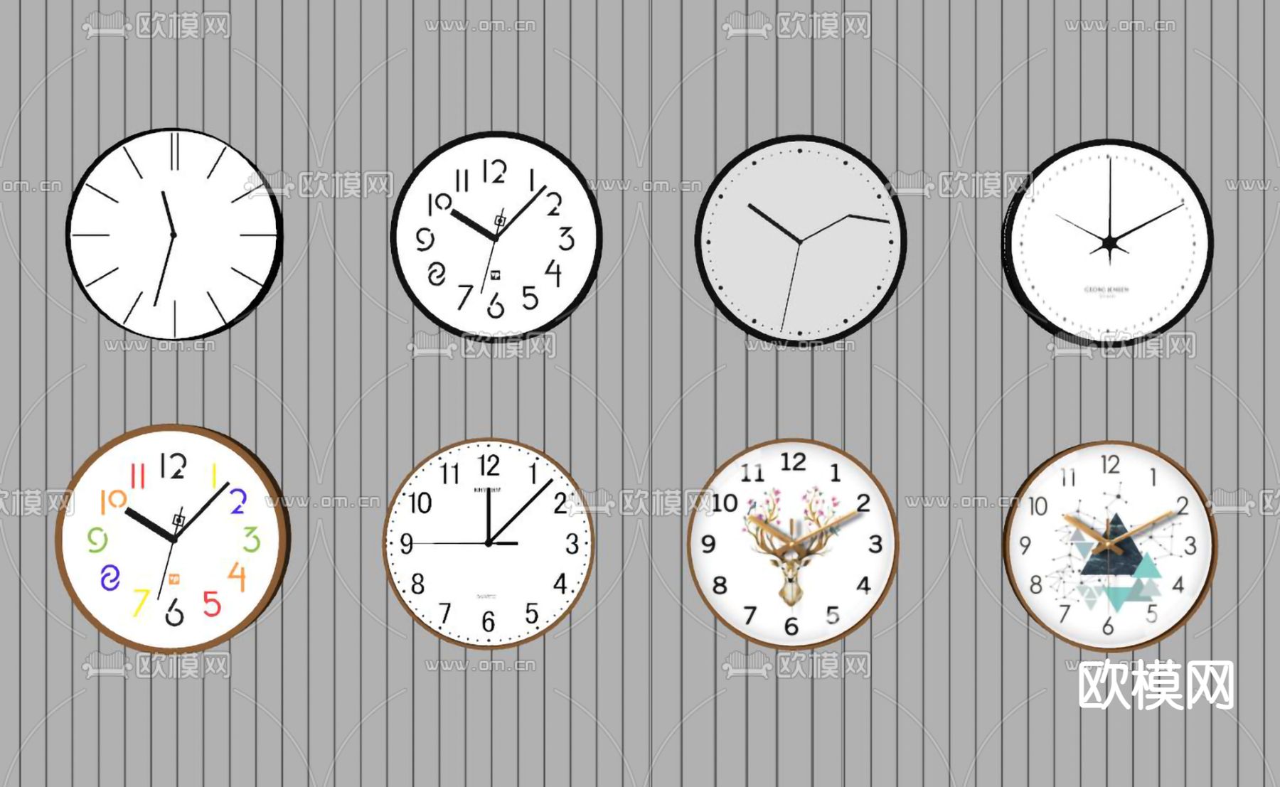 现代钟表挂钟su模型下载（渲染图2）