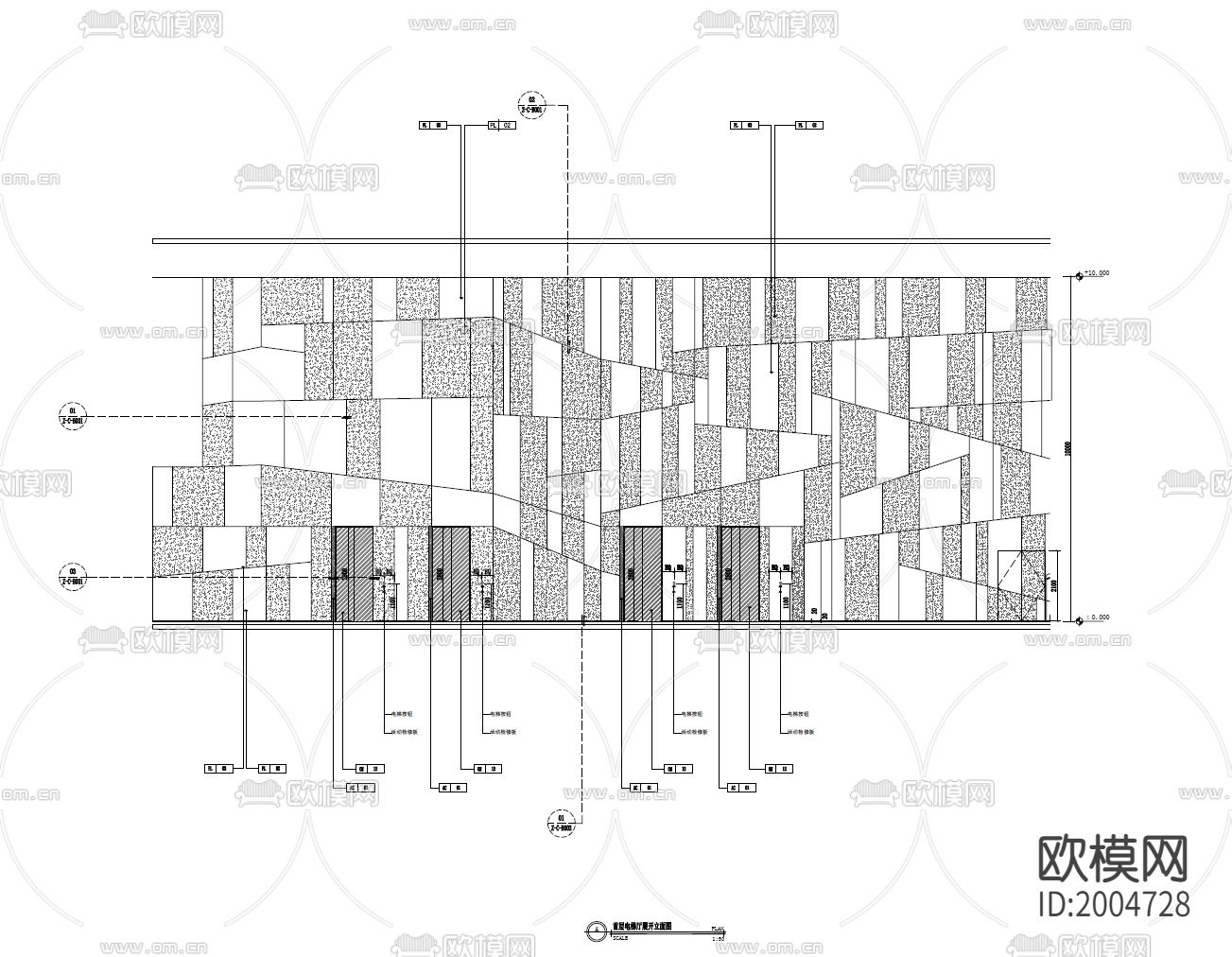 600㎡办公楼大堂cad施工图下载（渲染图5）