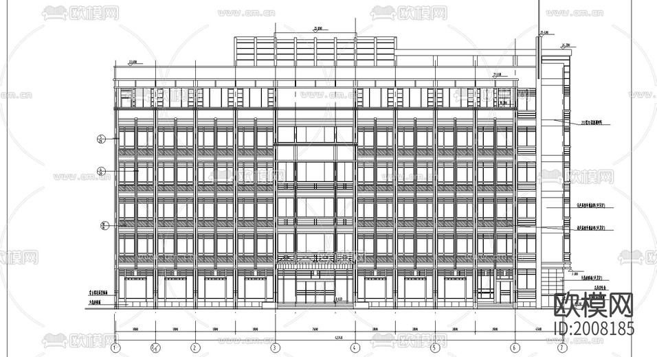 辦公樓建筑cad施工圖下載(渲染圖1)
