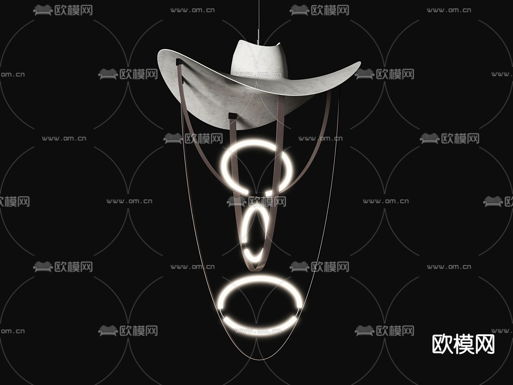 工业风水泥吊灯3d模型下载