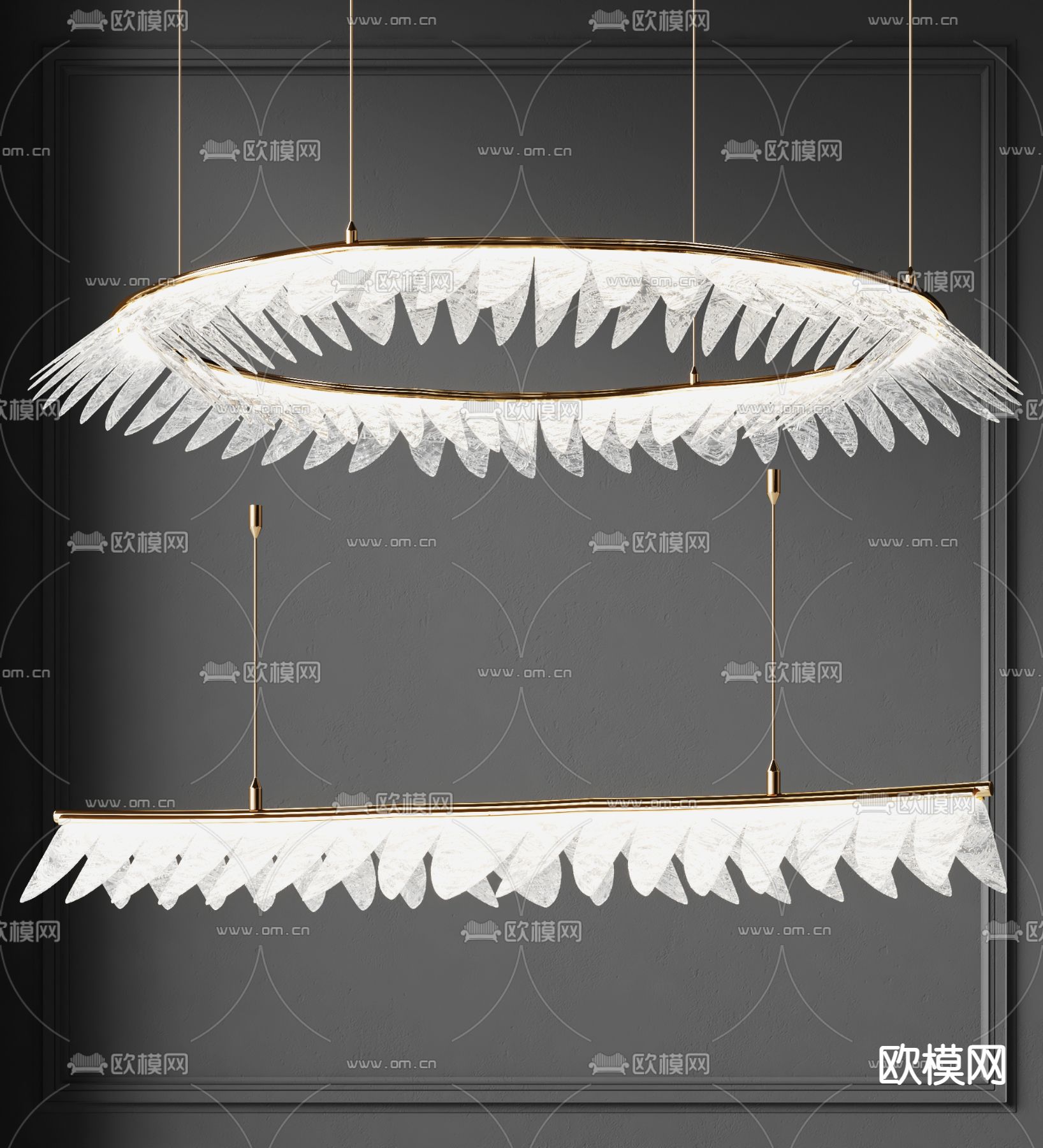 现代水晶圆环吊灯3d模型下载