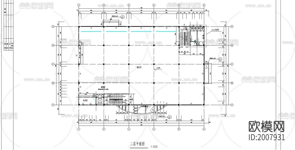 食堂建筑cad施工圖下載(渲染圖2)