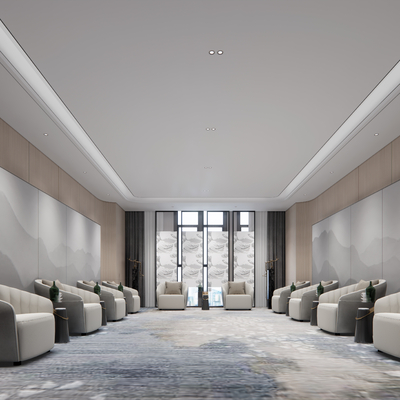  中式贵宾接待室su模型 